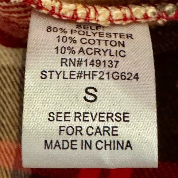 TALULAH Red Plaid Fleece Oversized Shacket Size Small - Picture 7 of 7